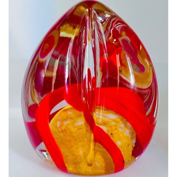 Millville Wheaton Village Signed Magnum Art Glass Paperweight Swirls on Frit 5"H - Picture 3 of 8